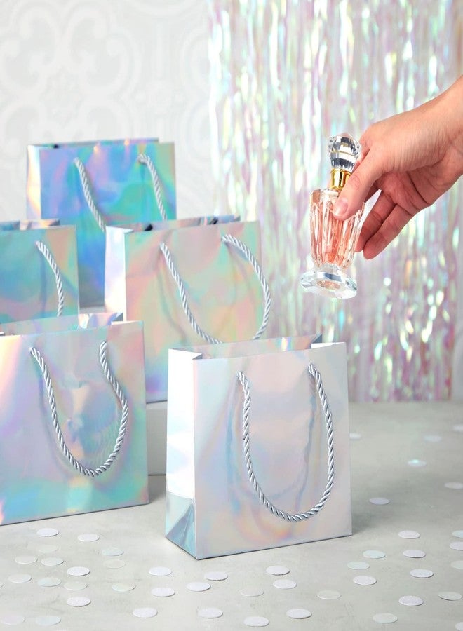 Sparkle and Bash Mini Reusable Gift Bags - Metallic Silver Paper, 6 x 5 x 2.5 In, Pack of 24 with Rope Handles - Goodie & Favor Bags for Small Presents - Image 2
